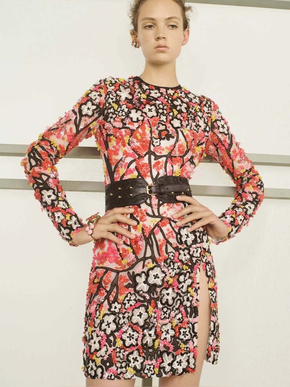 Elie Saab Floral Beaded and Sequin Dress